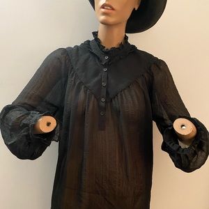 XL Who What Where sheer blouse Black